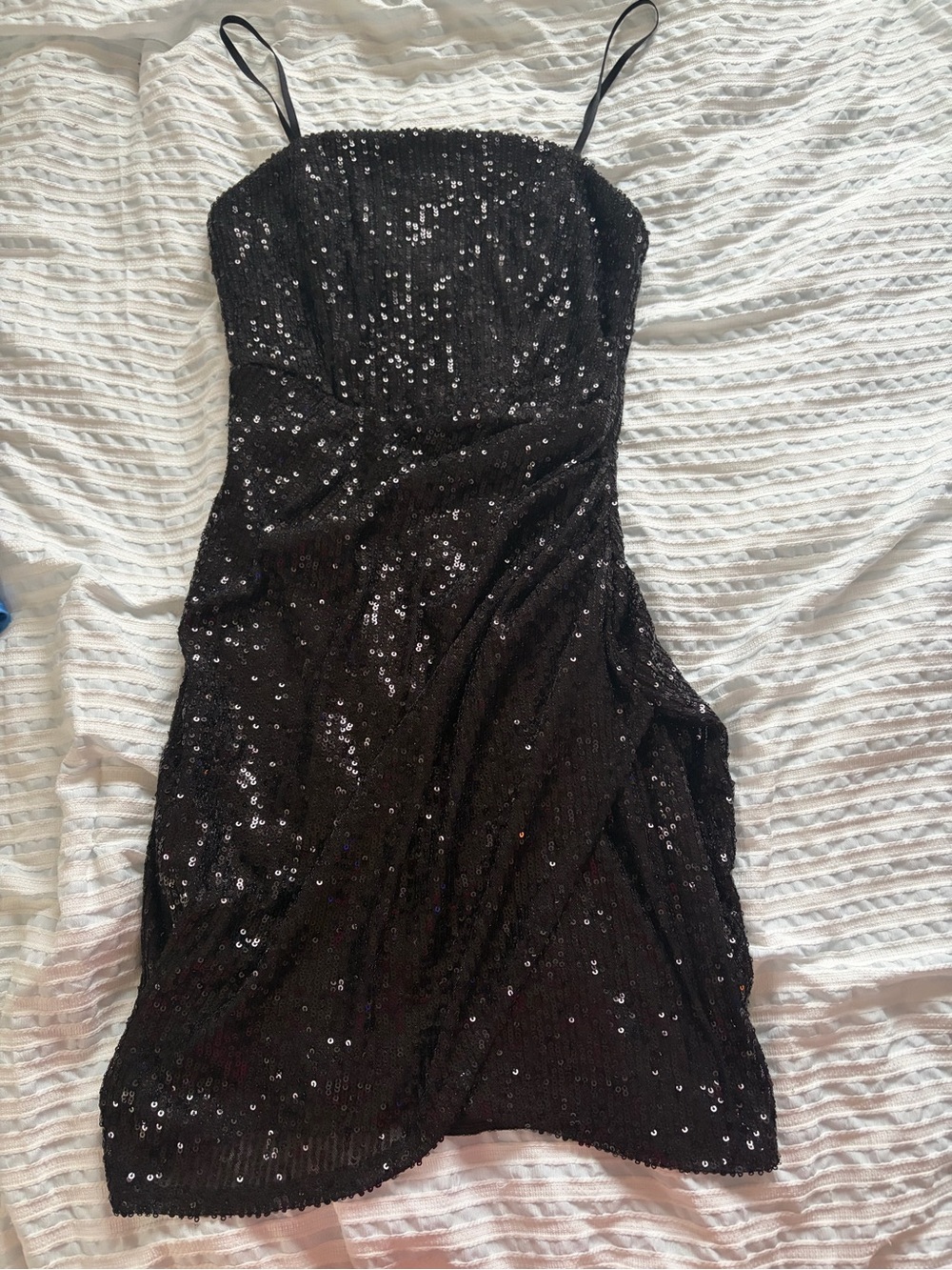 Black Sequin Spaghetti Strap Dress